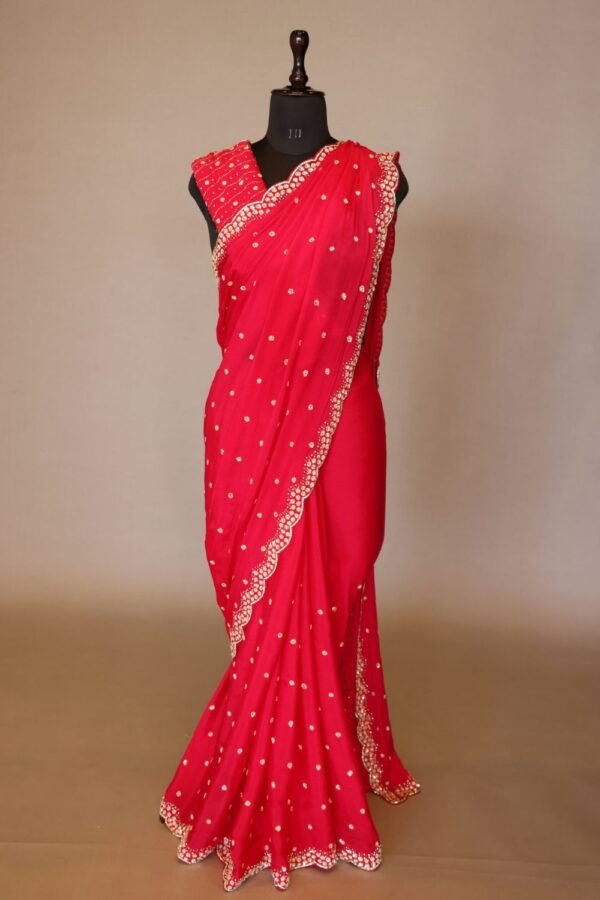 Chic Pink Chinon  Saree