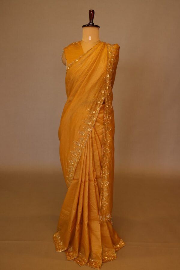 Golden Beads Mustard Saree