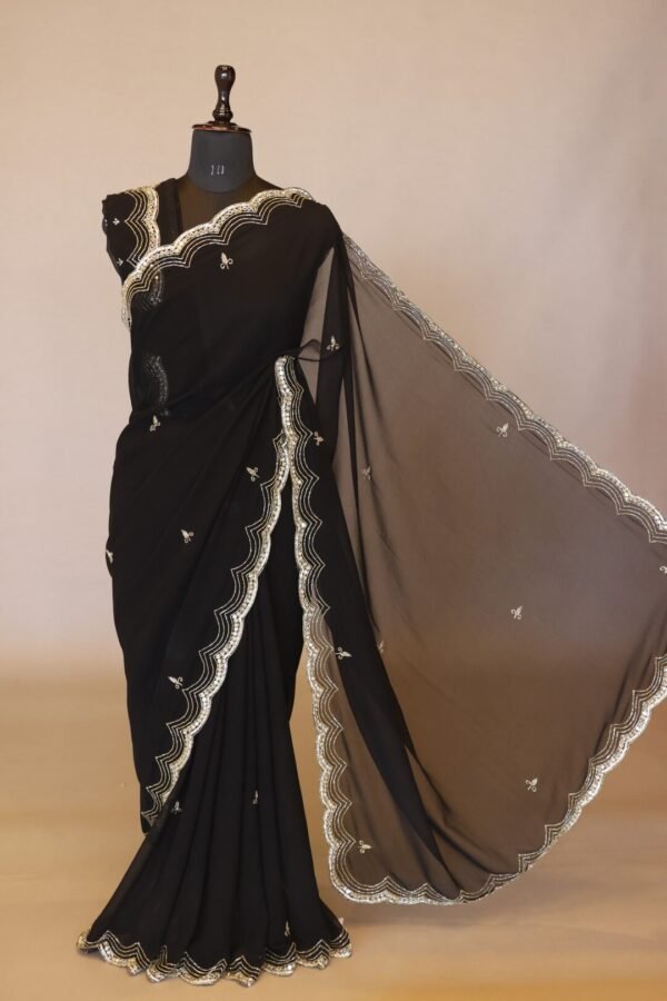 Midnight Black Georgette Saree