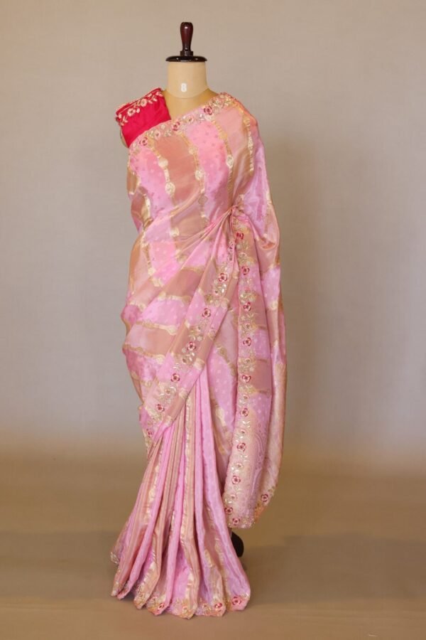 Pink Multitone Khaddi Silk Glam Saree