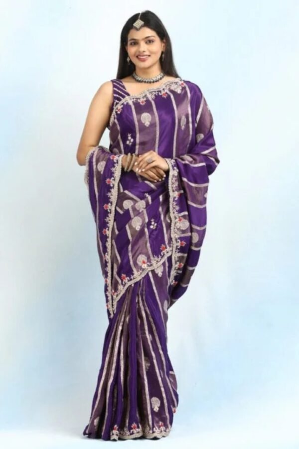 Purple Royal Khaddi Silk Tissue Saree